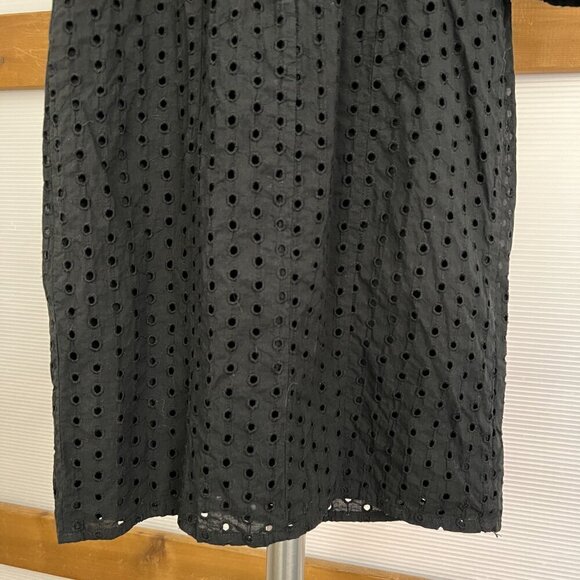 Suzy Shier Black Embroidered Eyelet Square Neck Puff Sleeve Mini Dress Sz XS - Picture 9 of 14